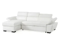 Canapé D'angle Convertible En Cuir JONOVA - Blanc - Angle Gauche -Canapé Soldes Boutique canape 258091