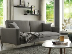 Canapé 3 Places Convertible En Tissu MUNIO - Gris Clair -Canapé Soldes Boutique canape 269075