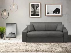 Canapé 2 Places Convertible Express En Tissu EMIR - Anthracite - Couchage 120 Cm - Matelas 14 Cm -Canapé Soldes Boutique canape 272591