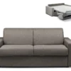 Canapé 3 Places Convertible Express En Tissu CALITO - Anthracite - Couchage Lattes Larges 140 Cm - Matelas 14 Cm