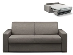 Canapé 3 Places Convertible Express En Tissu CALITO - Anthracite - Couchage Lattes Larges 140 Cm - Matelas 14 Cm