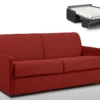 Canapé 3 Places Convertible Express En Tissu CALIFE - Rouge - Couchage 140 Cm - Matelas 18 Cm