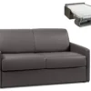 Canapé 2 Places Convertible Express En Simili CALIFE - Gris - Couchage 120 Cm - Matelas 22 Cm