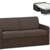 Canapé 2 Places Convertible Express En Tissu CALIFE - Marron - Couchage 120 Cm - Matelas 18 Cm