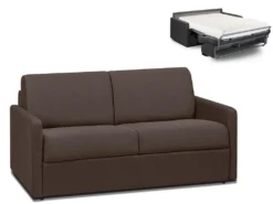 Canapé 2 Places Convertible Express En Tissu CALIFE - Marron - Couchage 120 Cm - Matelas 18 Cm