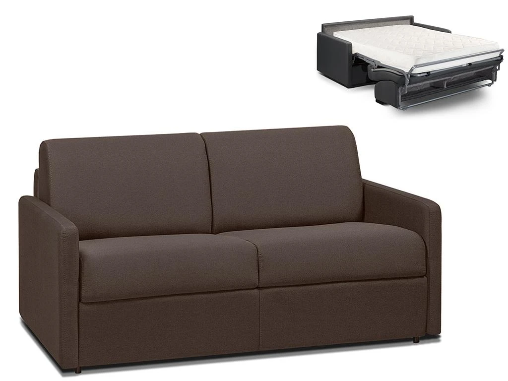 Canapé 2 Places Convertible Express En Tissu CALIFE - Marron - Couchage 120 Cm - Matelas 18 Cm 1 Canapé 2 Places Convertible Express En Tissu CALIFE - Marron - Couchage 120 Cm - Matelas 18 Cm