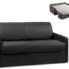 Canapé 2 Places Convertible Express En Simili CALIFE - Noir - Couchage 120 Cm - Matelas 14 Cm