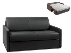 Canapé 2 Places Convertible Express En Simili CALIFE - Noir - Couchage 120 Cm - Matelas 14 Cm