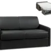 Canapé 2 Places Convertible Express En Simili CALIFE - Noir - Couchage 120 Cm - Matelas 22 Cm
