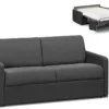 Canapé 2 Places Convertible Express En Tissu CALIFE - Gris - Couchage 120 Cm - Matelas 18 Cm