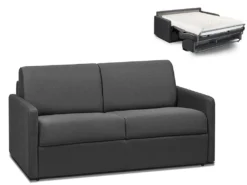 Canapé 2 Places Convertible Express En Tissu CALIFE - Gris - Couchage 120 Cm - Matelas 18 Cm