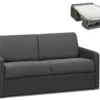 Canapé 2 Places Convertible Express En Tissu CALIFE - Gris - Couchage 120 Cm - Matelas 22 Cm