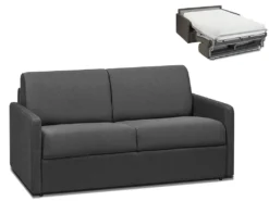 Canapé 2 Places Convertible Express En Tissu CALIFE - Gris - Couchage 120 Cm - Matelas 22 Cm