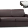 Canapé 3 Places Convertible Express En Simili CALIFE - Marron - Couchage 140 Cm - Matelas 22 Cm