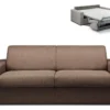 Canapé 4 Places Convertible Express En Tissu CALITO - Marron - Couchage Lattes Larges 160 Cm - Matelas 14 Cm