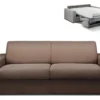 Canapé 4 Places Convertible Express En Tissu CALITO - Marron - Couchage Lattes Larges 160 Cm - Matelas 18 Cm