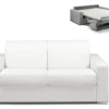 Canapé 2 Places Convertible Express En Simili CALITO - Blanc - Couchage Lattes Larges 120 Cm - Matelas 14 Cm