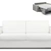 Canapé 4 Places Convertible Express En Simili CALITO - Blanc - Couchage Lattes Larges 160 Cm - Matelas 14 Cm
