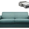 Canapé 4 Places Convertible Express En Tissu CALITO - Bleu - Couchage Lattes Larges 160 Cm - Matelas 14 Cm