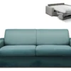 Canapé 4 Places Convertible Express En Tissu CALITO - Bleu - Couchage Lattes Larges 160 Cm - Matelas 18 Cm