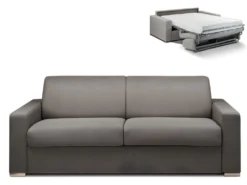 Canapé 4 Places Convertible Express En Tissu CALITO - Anthracite - Couchage Lattes Larges 160 Cm - Matelas 18 Cm