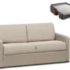 Canapé 2 Places Convertible Express En Tissu CALIFE - Crème - Couchage 120 Cm - Matelas 14 Cm