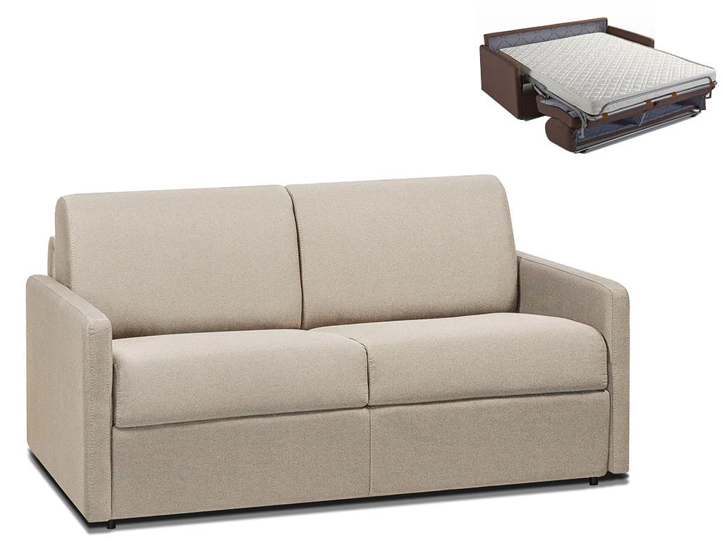 Canapé 2 Places Convertible Express En Tissu CALIFE - Crème - Couchage 120 Cm - Matelas 14 Cm 1 Canapé 2 Places Convertible Express En Tissu CALIFE - Crème - Couchage 120 Cm - Matelas 14 Cm