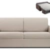 Canapé 3 Places Convertible Express En Tissu CALIFE - Crème - Couchage 140 Cm - Matelas 14 Cm