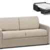 Canapé 2 Places Convertible Express En Tissu CALIFE - Crème - Couchage 120 Cm - Matelas 18 Cm
