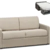 Canapé 2 Places Convertible Express En Tissu CALIFE - Crème - Couchage 120 Cm - Matelas 22 Cm