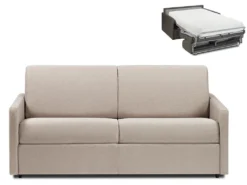 Canapé 3 Places Convertible Express En Tissu CALIFE - Crème - Couchage 140 Cm - Matelas 22 Cm