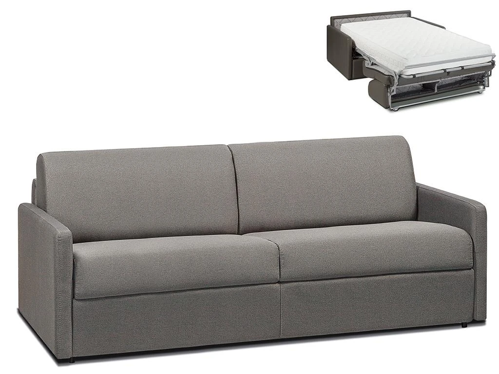 Canapé 4 Places Convertible Express En Tissu CALIFE - Gris Clair - Couchage 160 Cm - Matelas 22 Cm 2 Canapé 4 Places Convertible Express En Tissu CALIFE - Gris Clair - Couchage 160 Cm - Matelas 22 Cm – Image 2