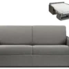 Canapé 3 Places Convertible Express En Tissu CALIFE - Gris Clair - Couchage 140 Cm - Matelas 22 Cm