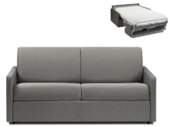 Canapé 3 Places Convertible Express En Tissu CALIFE - Gris Clair - Couchage 140 Cm - Matelas 22 Cm