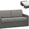 Canapé 2 Places Convertible Express En Tissu CALIFE - Gris Clair - Couchage 120 Cm - Matelas 22 Cm