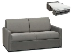 Canapé 2 Places Convertible Express En Tissu CALIFE - Gris Clair - Couchage 120 Cm - Matelas 22 Cm