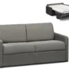 Canapé 2 Places Convertible Express En Tissu CALIFE - Gris Clair - Couchage 120 Cm - Matelas 18 Cm