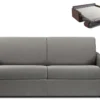 Canapé 3 Places Convertible Express En Tissu CALIFE - Gris Clair - Couchage 140 Cm - Matelas 14 Cm