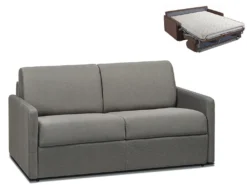 Canapé 2 Places Convertible Express En Tissu CALIFE - Gris Clair - Couchage 120 Cm - Matelas 14 Cm