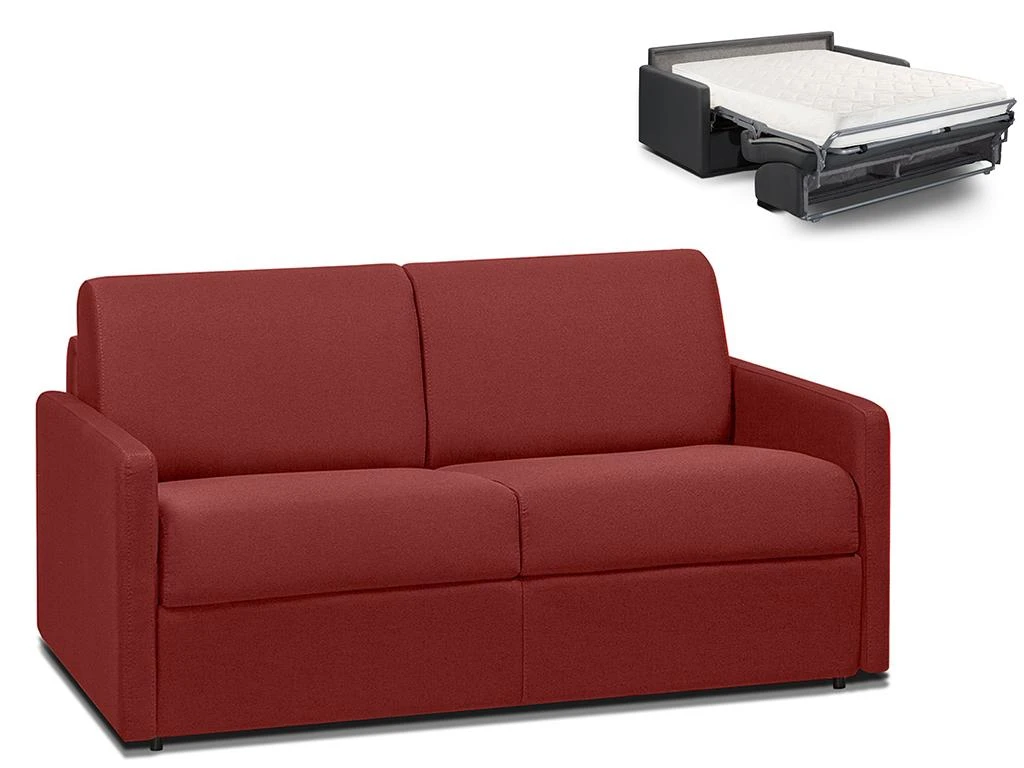 Canapé 2 Places Convertible Express En Tissu CALIFE - Rouge - Couchage 120 Cm - Matelas 18 Cm 1 Canapé 2 Places Convertible Express En Tissu CALIFE - Rouge - Couchage 120 Cm - Matelas 18 Cm