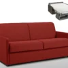 Canapé 3 Places Convertible Express En Tissu CALIFE - Rouge - Couchage 140 Cm - Matelas 22 Cm