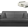 Canapé 4 Places Convertible Express En Simili EMIR - Noir - Couchage 160 Cm - Matelas 18 Cm