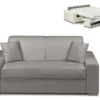 Canapé 2 Places Convertible Express En Simili EMIR - Gris - Couchage 120 Cm - Matelas 18 Cm