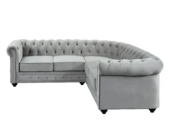 Canapé D'angle En Velours CHESTERFIELD - Gris Clair -Canapé Soldes Boutique canape 274907