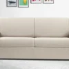 Canapé 3 Places Convertible Express En Tissu CALIFE - Crème - Couchage 140 Cm - Matelas 18 Cm