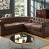 Canapé D'angle CHESTERFIELD En Microfibre Aspect Cuir Vieilli