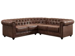 Canapé D'angle CHESTERFIELD En Microfibre Aspect Cuir Vieilli -Canapé Soldes Boutique canape 278403
