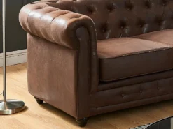 Canapé D'angle CHESTERFIELD En Microfibre Aspect Cuir Vieilli -Canapé Soldes Boutique canape 278405