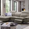 Canapé D'angle Relax électrique En Cuir De Buffle MARSALA - Taupe - Angle Gauche