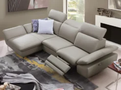 Canapé D'angle Relax électrique En Cuir De Buffle MARSALA - Taupe - Angle Gauche -Canapé Soldes Boutique canape 283621